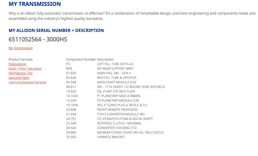Allison 3000HS Automatic Transmission 6511052564 off 2012 International 4400