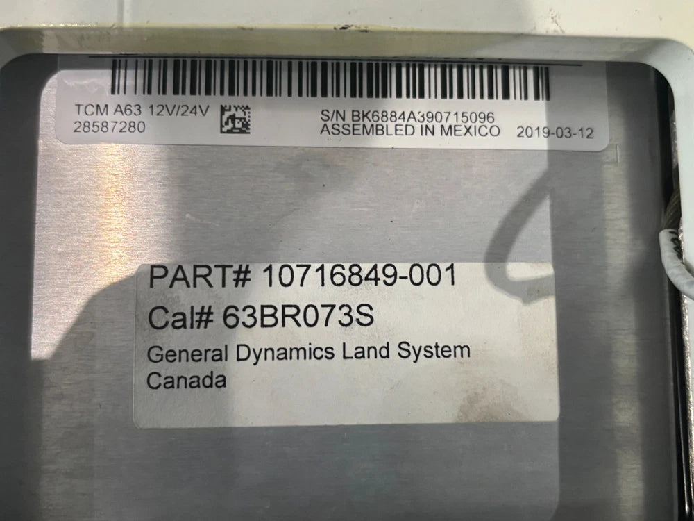 Allison A63 TCM off 2500SP 28587280 29556884 10716849-001 10R-042849 12V 24V