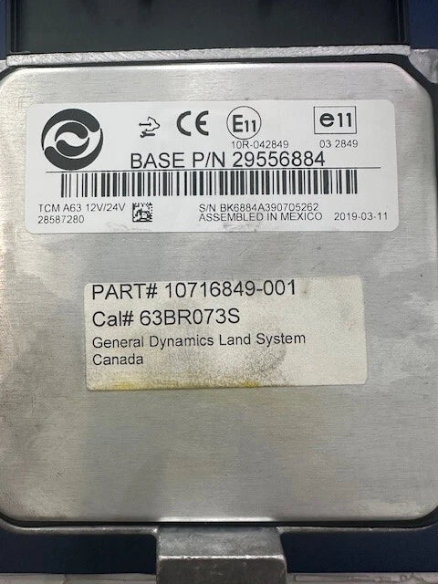 Allison A63 Transmission Control Module 10716849-001, 29556884, 12V, 24V