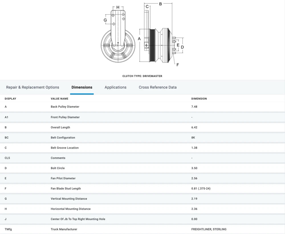 CORE Horton Fan Clutch for Caterpillar 3126, C11, C13 Engine 999422, 989422