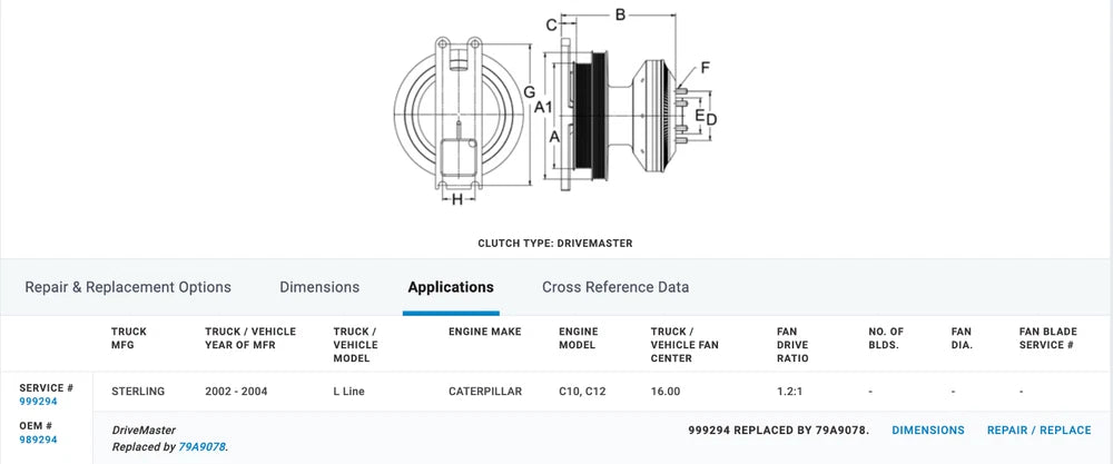 Horton Fan Clutch for Caterpillar C10, C12 Engine, 999294, 989294