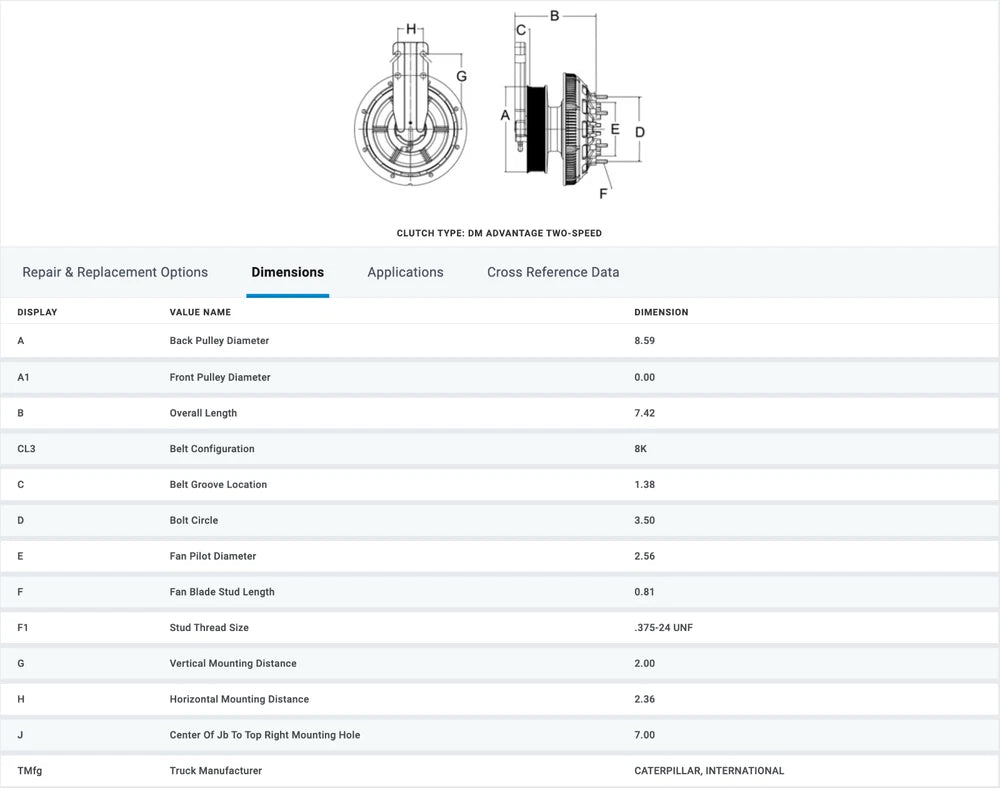 Horton Fan Clutch for Caterpillar C11, C13 Engine, 99A9319-2, 98A9319-2, 601714