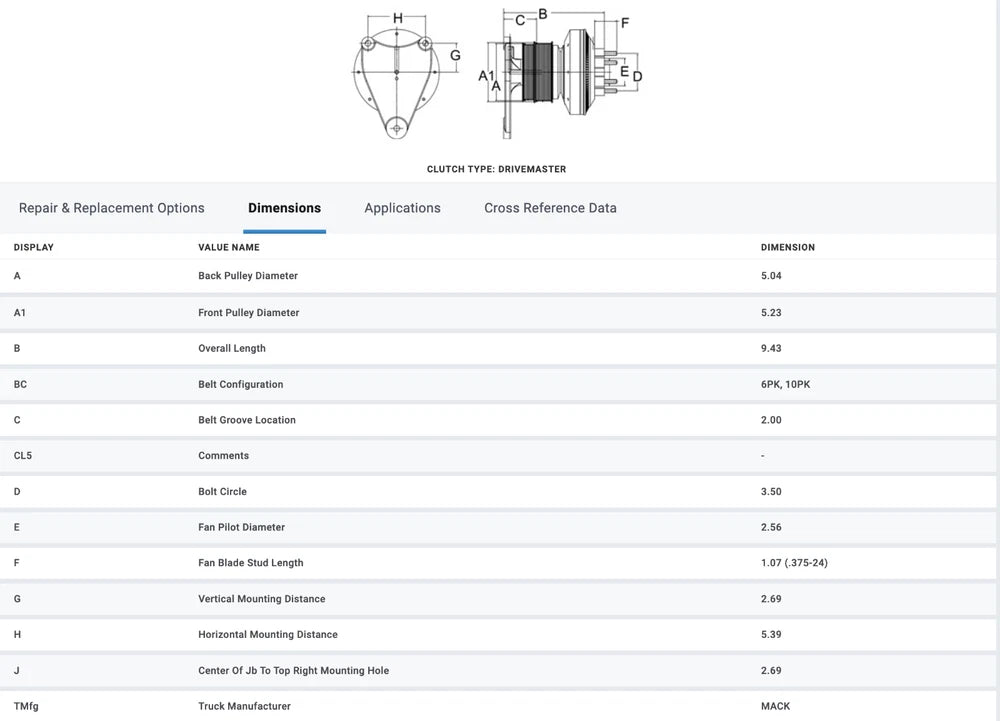 Horton OEM Fan Clutch for Mack AMI AI Diesel Engine 999498 989498 601741 999357