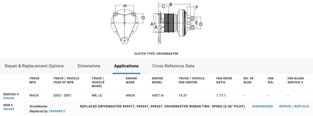 Horton OEM Fan Clutch for Mack AMI AI Diesel Engine 999498 989498 601741 999357