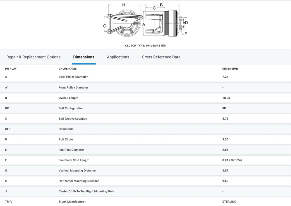 Horton Fan Clutch for Mercedes Benz MBE4000 Engine 989143, 999143, Sterling L