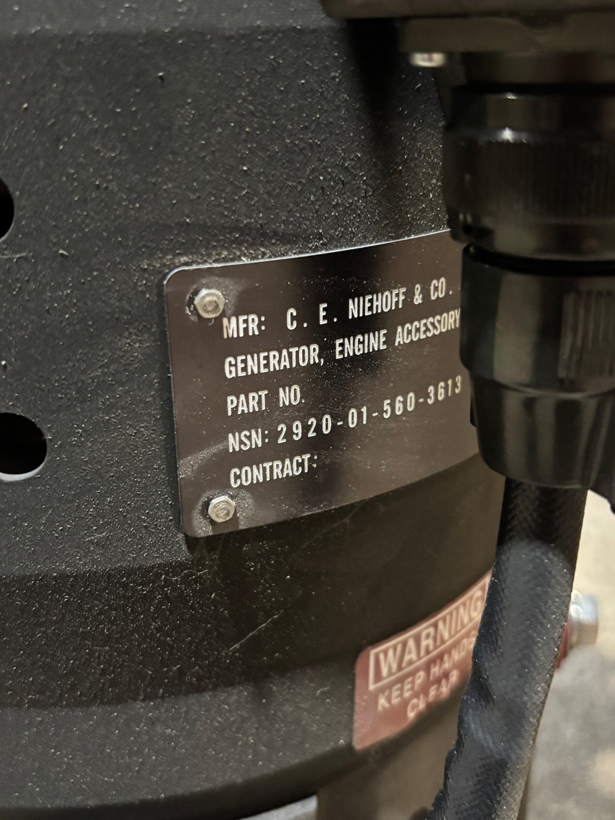 C.E. NiehoffN N1609-1 Gen Alternator 2920-01-560-3613 76761-N1609-1 570AMPS 28V