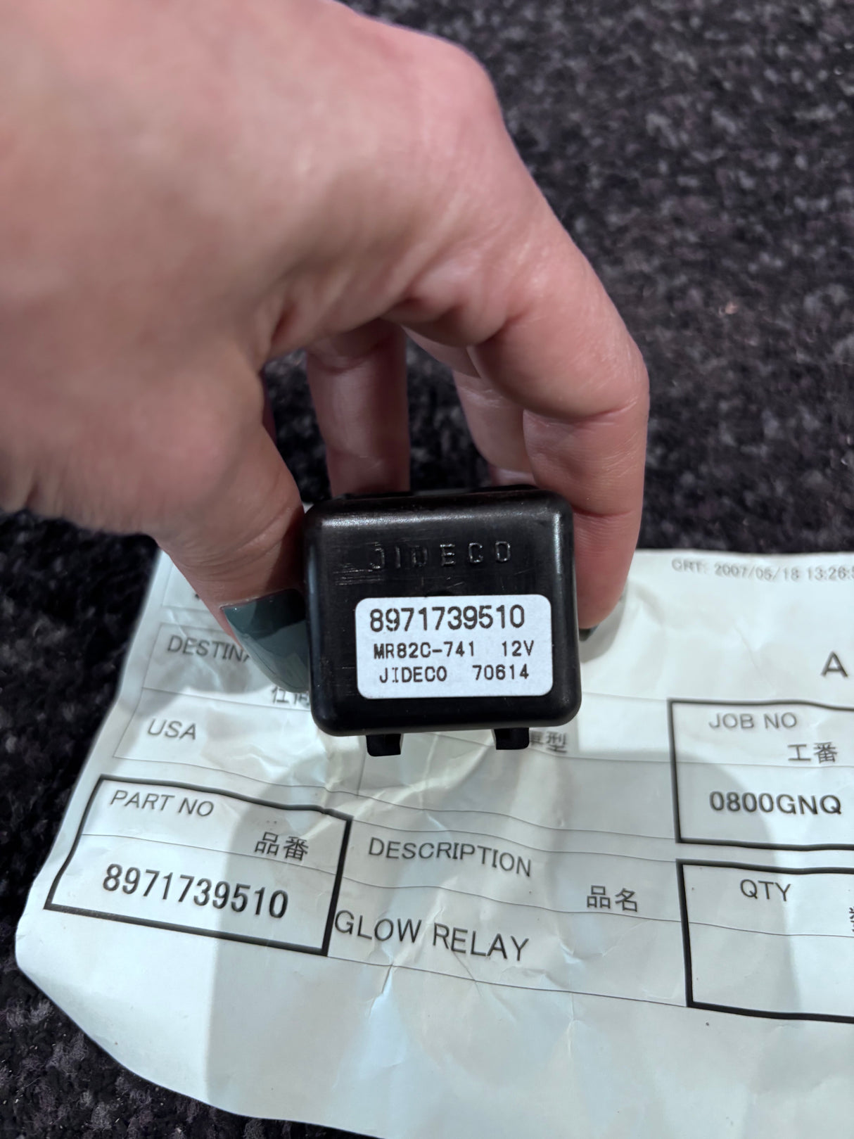 Isuzu Diesel Engine Relay Glow Plug 8971739510 12V