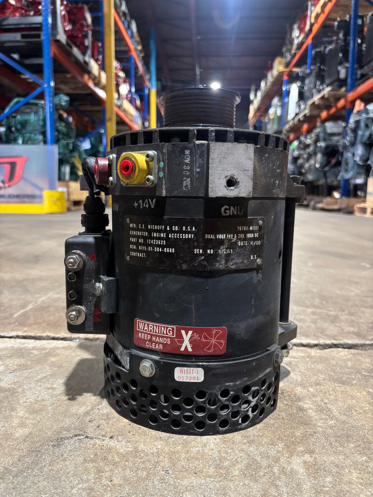 C.E. Niehoff N1511-1 Dual Voltage Alternator 100AMPS 6115-01-507-0680
