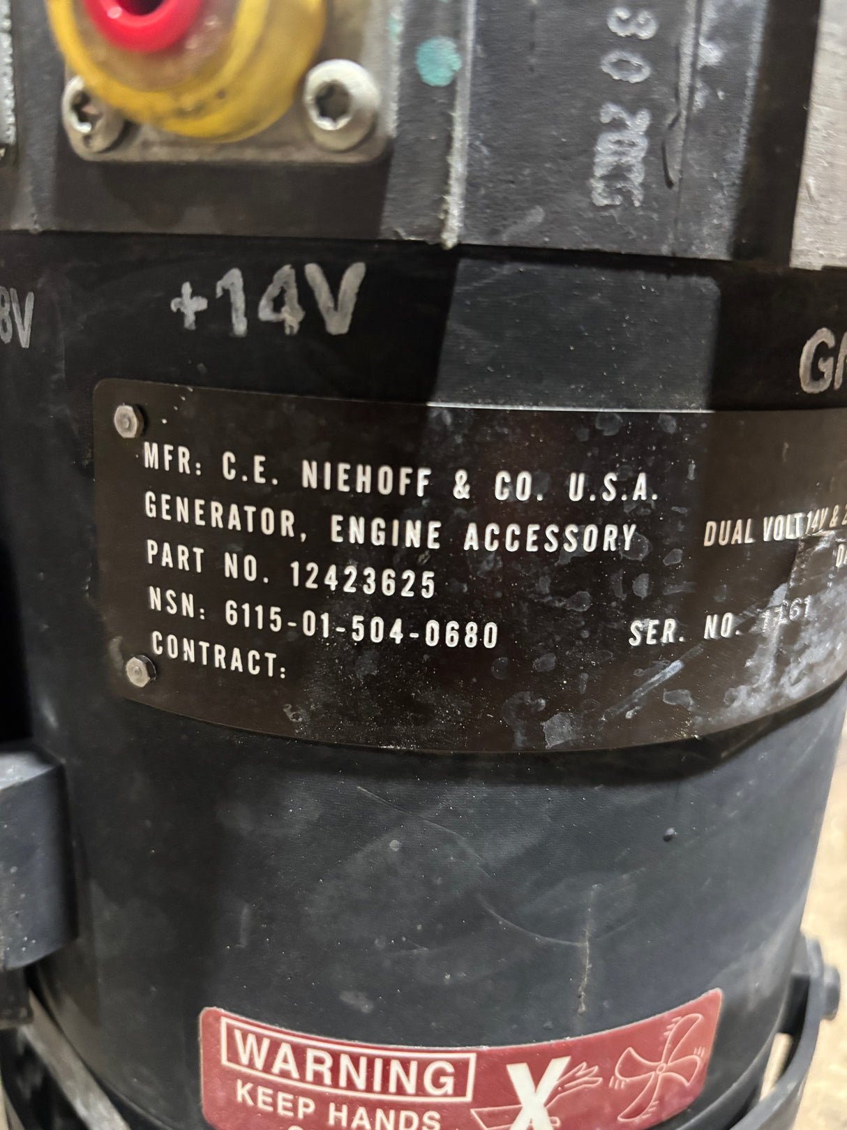 C.E. Niehoff N1511-1 Dual Voltage Alternator 100AMPS 6115-01-507-0680