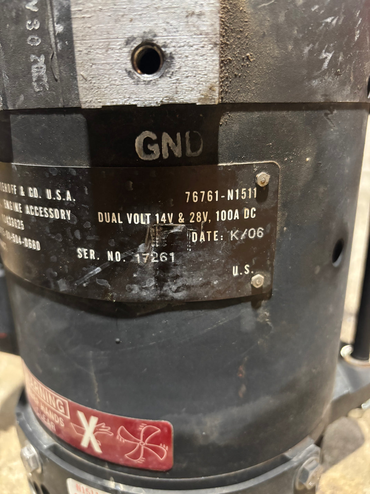 C.E. Niehoff N1511-1 Dual Voltage Alternator 100AMPS 6115-01-507-0680