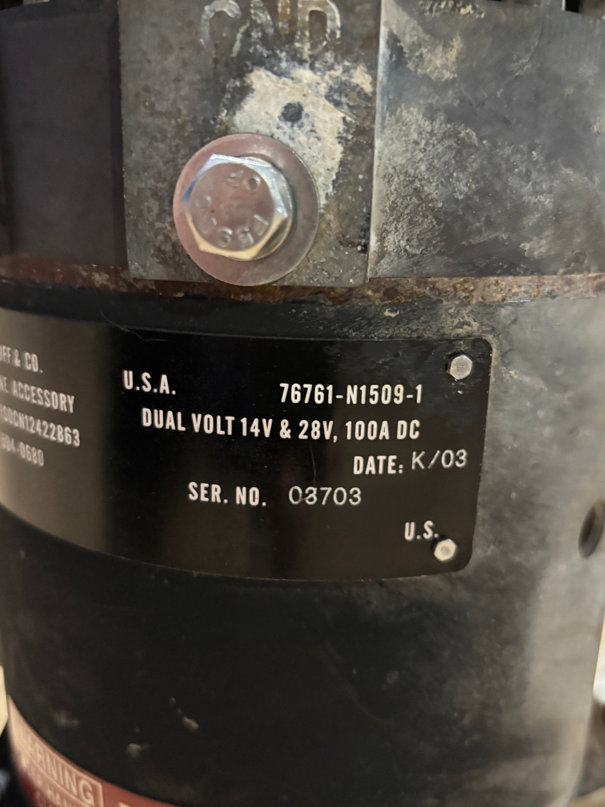 C.E. Niehoff N1509-1 Dual Voltage Generator 6115-01-504-0680