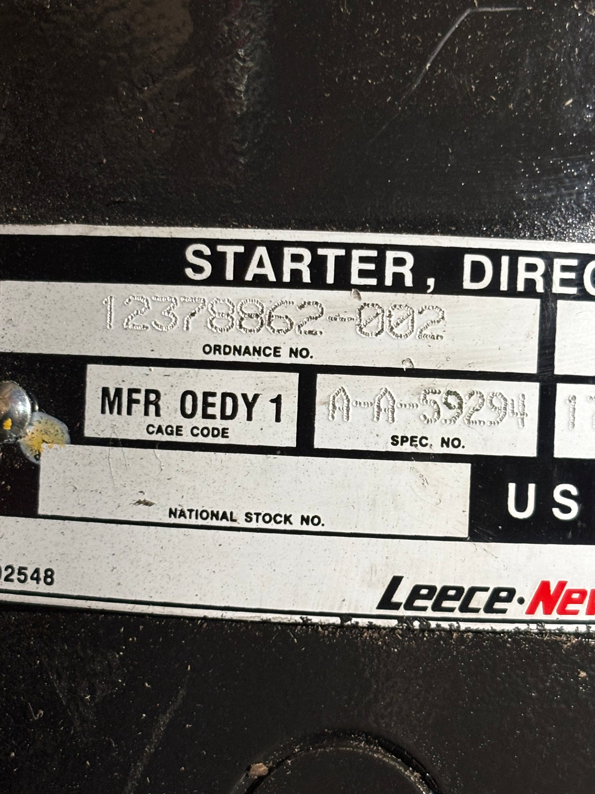 Leece Neville 24V Starter 2920-01-487-3587 M0017705ME