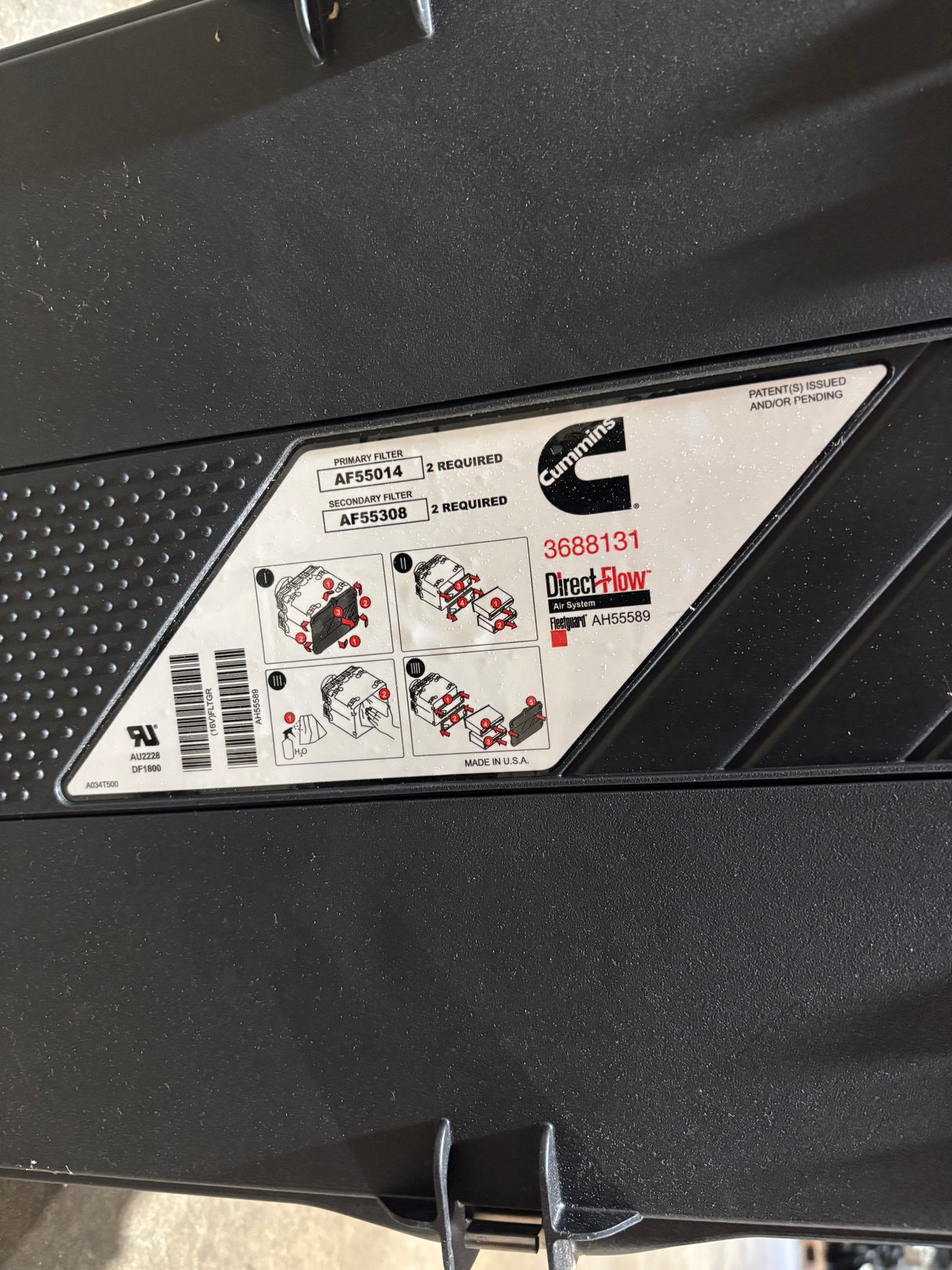 Cummins OEM Air Cleaner Box with Filter and Sensors 3688131 AH55589VE