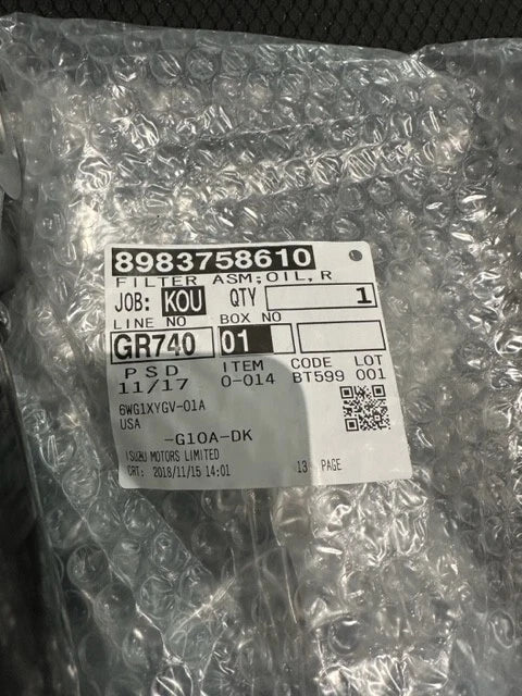 Isuzu 6WG1 Diesel Engine Oil Filter Assembly 8983758610