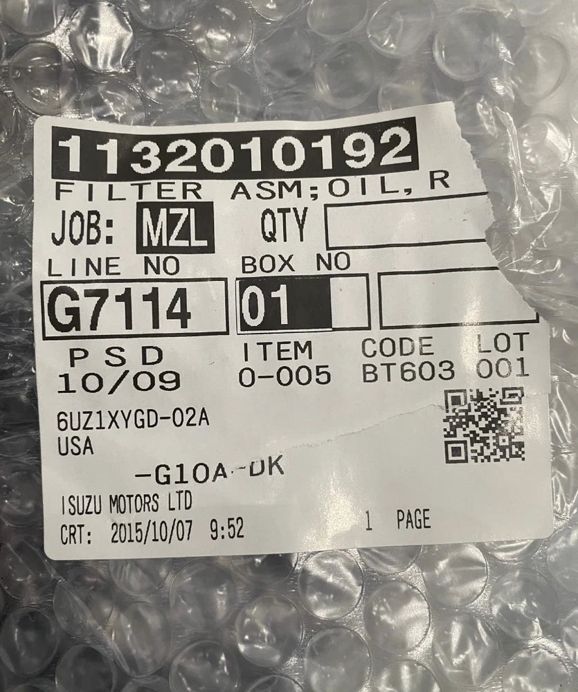 Isuzu Diesel Engine Oil Filter Assembly 1132010192