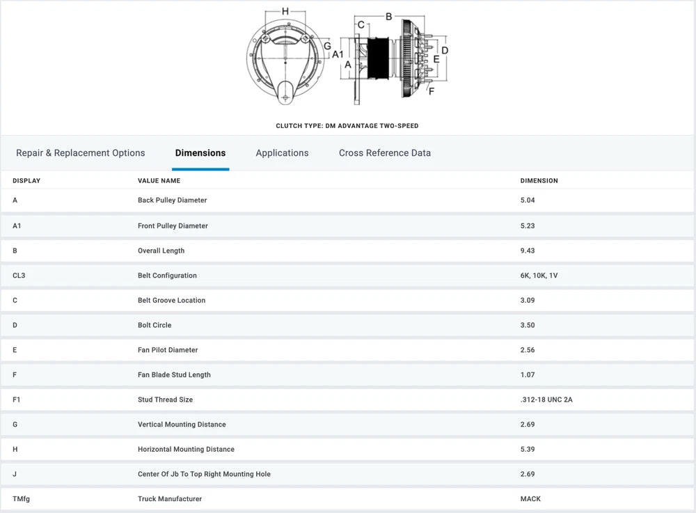 Horton OEM Fan Clutch for Mack AMI Diesel Engine 79A9498-2 989498 999357 999477 999498 601741