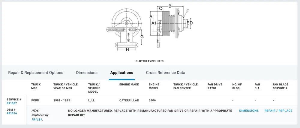 OEM Horton Fan Clutch for Caterpillar 3406 Engine 991087, 981076 Ford L LL