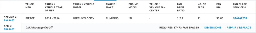 Horton OEM Fan Clutch for Cummins ISL Engine Pierce Application 98A9657 99A9657