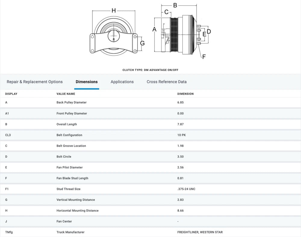 Horton OEM Fan Clutch for Detroit DD13 Diesel Engine 99A8650 98A8650