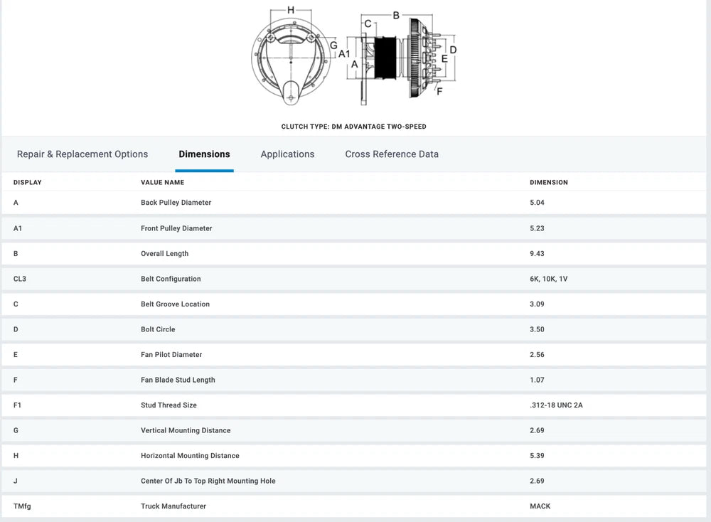 OEM Horton Fan Clutch for Mack AMI Engine 79A9498-2 989498 999357 999477