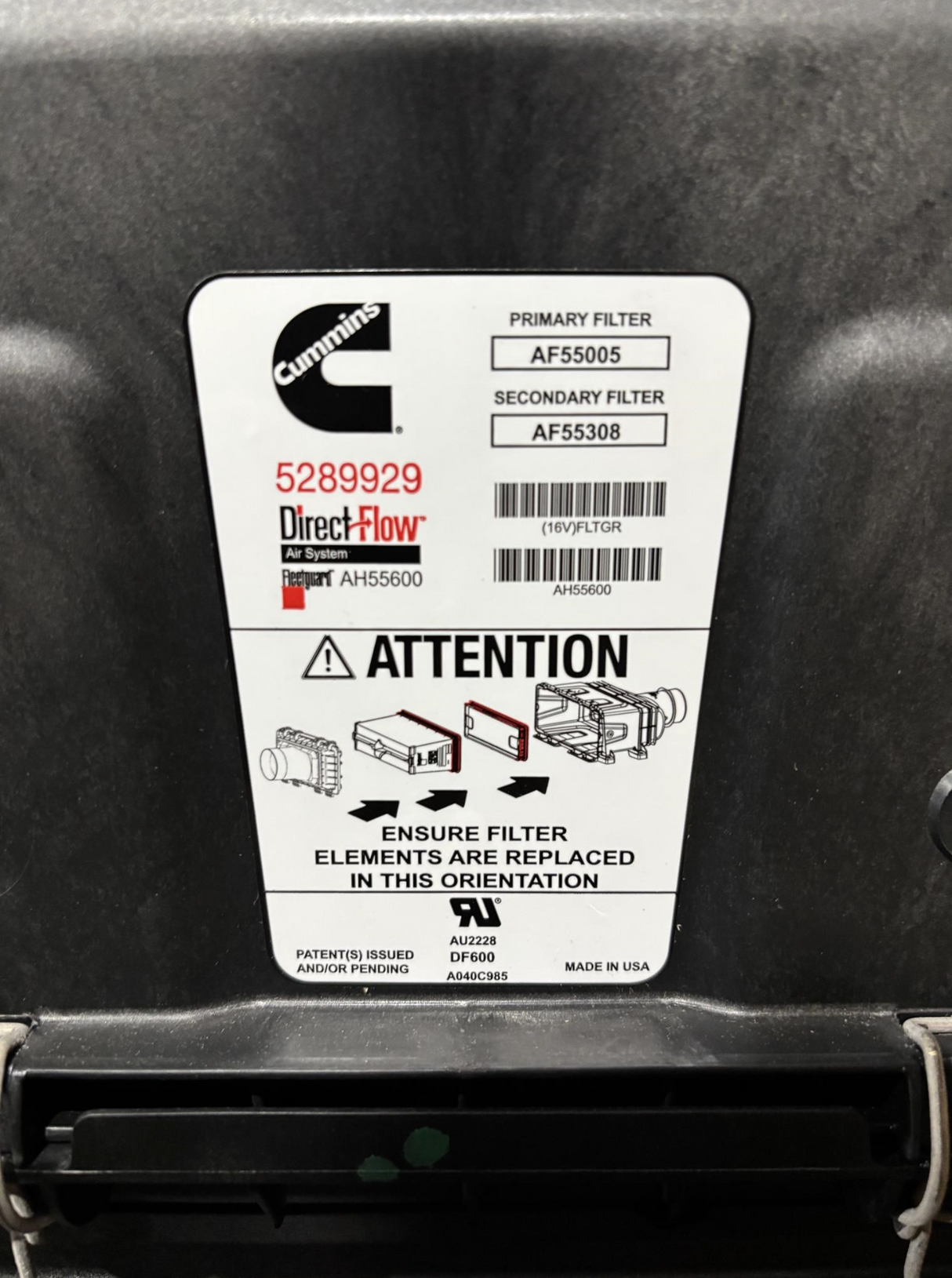 Fleetguard OEM AH55600VE Air Direct Flow Cleaner Air Filter Cummins 5289929