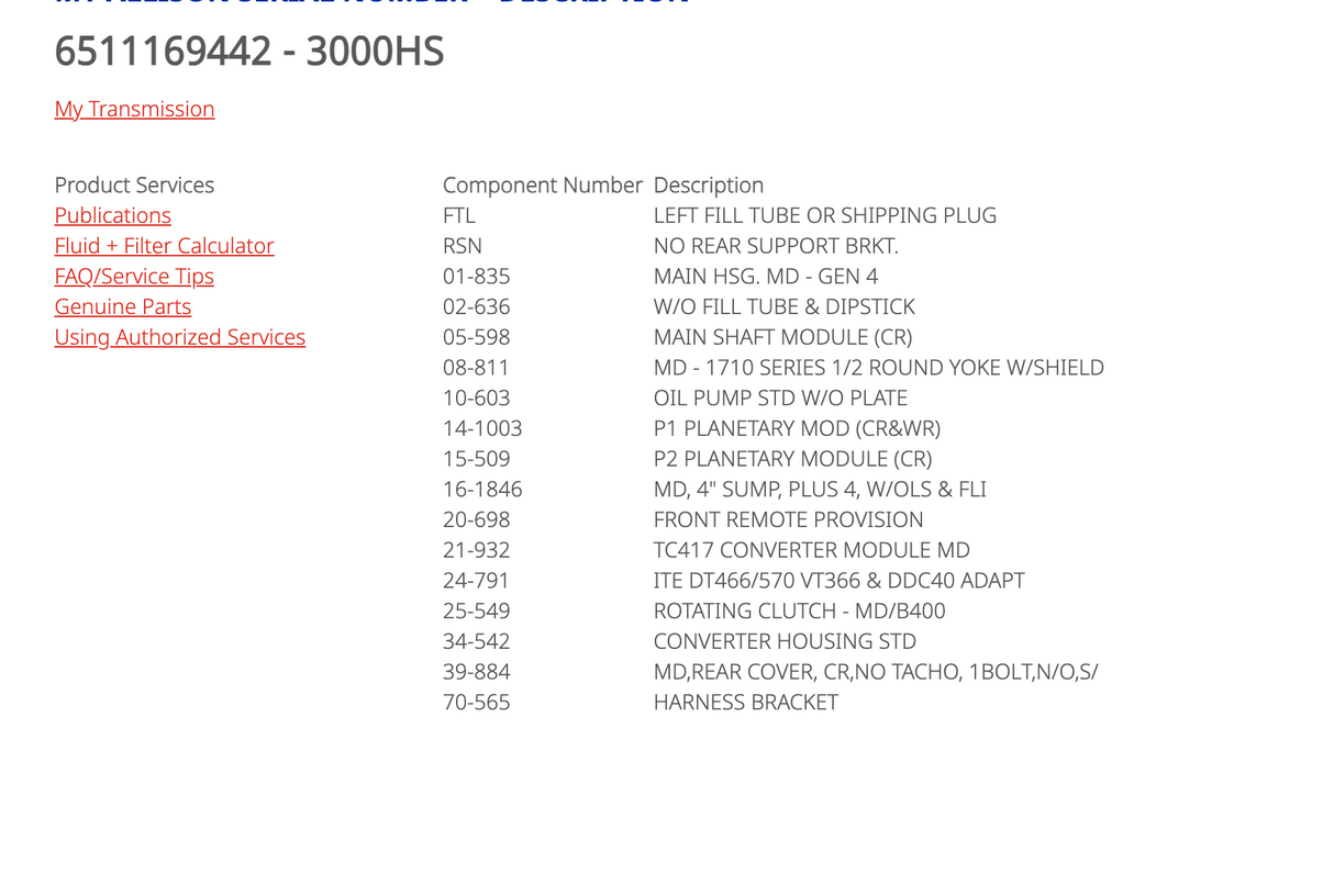 Allison 3000HS Automatic Transmission 6511169442