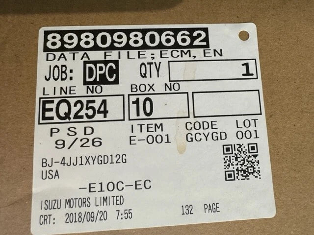 Transtron Control Module, ECM for Isuzu 4JJ1 Engine 8982027832, 8980980662