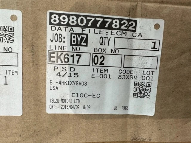 Transtron Engine Control Module, 8980777822, 8982027831, 1047-D310, 12V