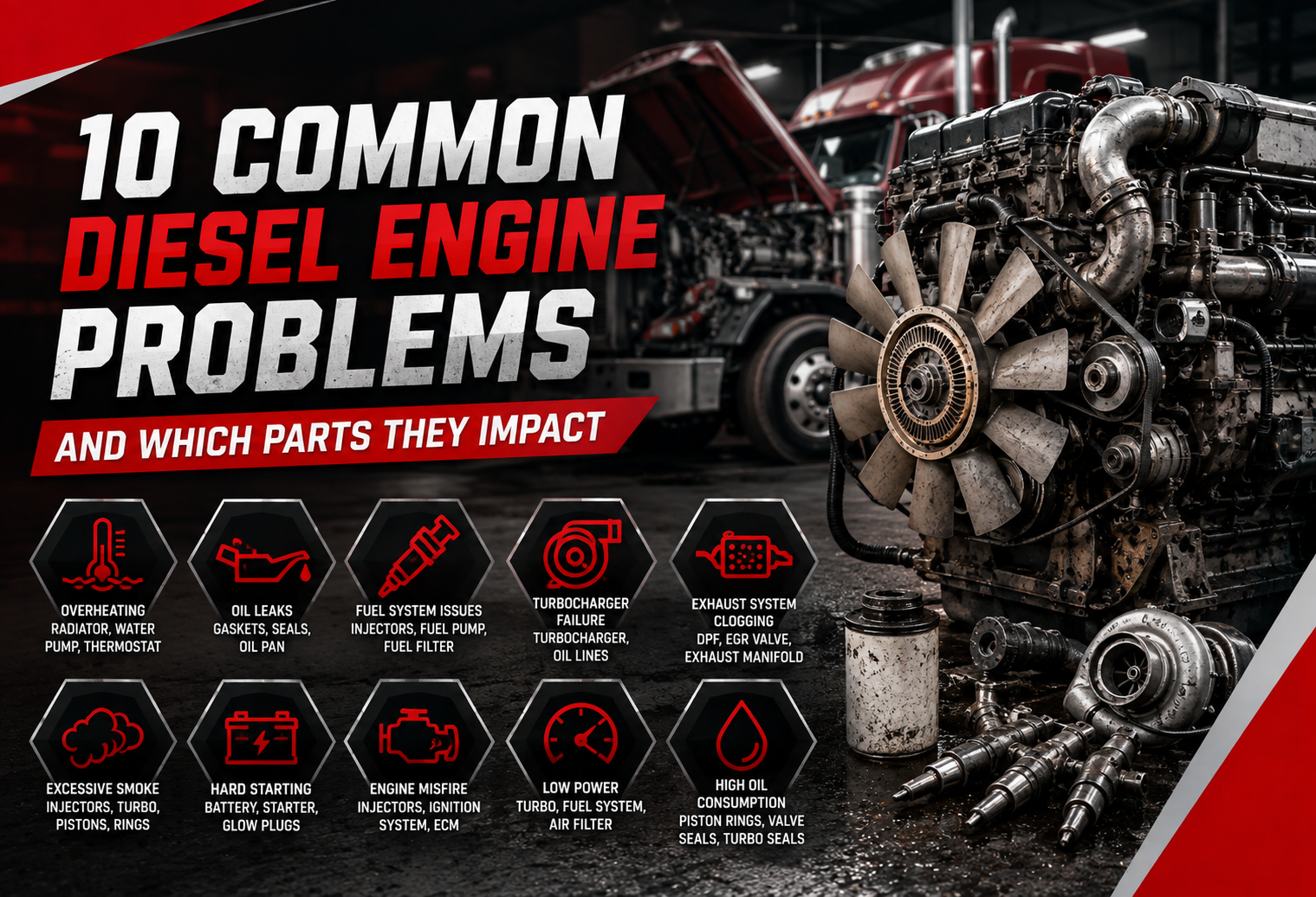 10 Common Diesel Engine Problems and Which Parts They Impact