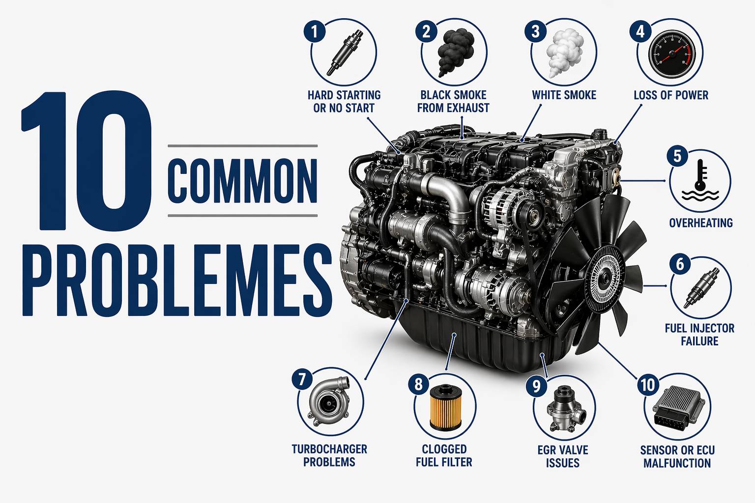 10 Common Diesel Engine Problems and Which Parts They Impact