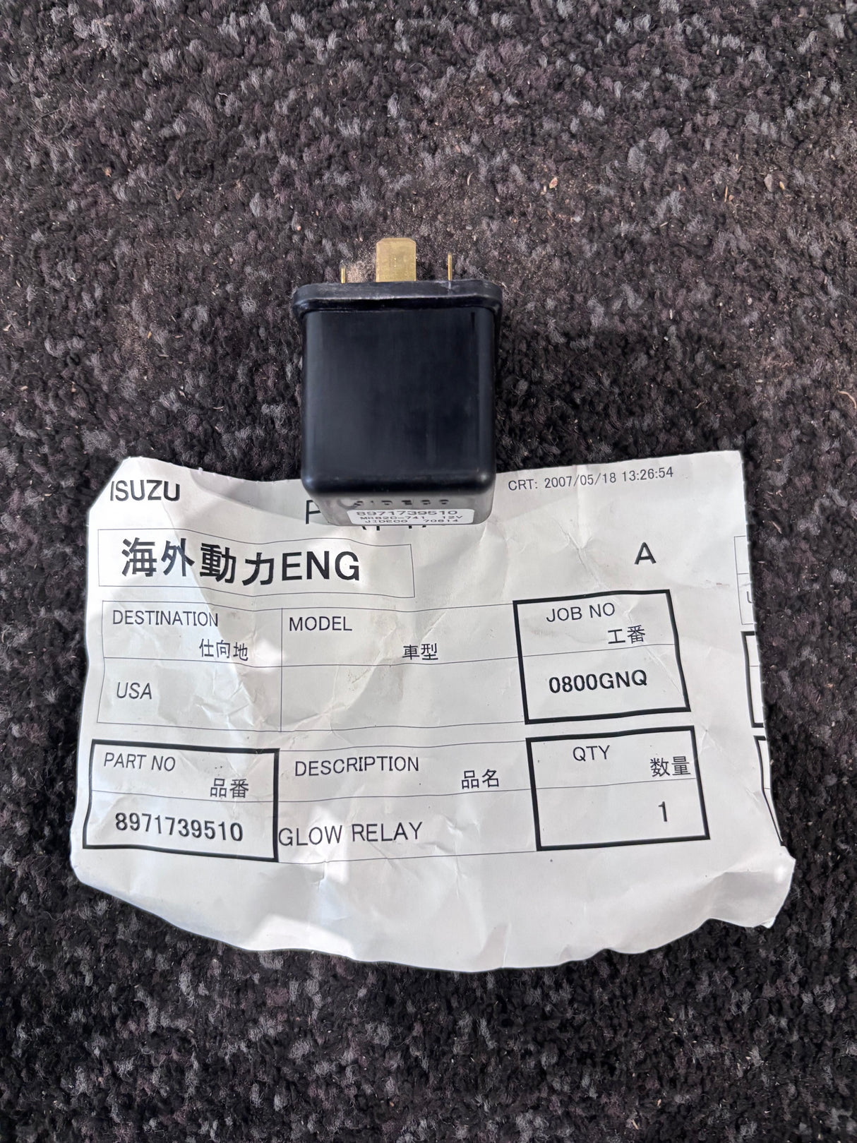 Isuzu Diesel Engine Relay Glow Plug 8971739510 12V