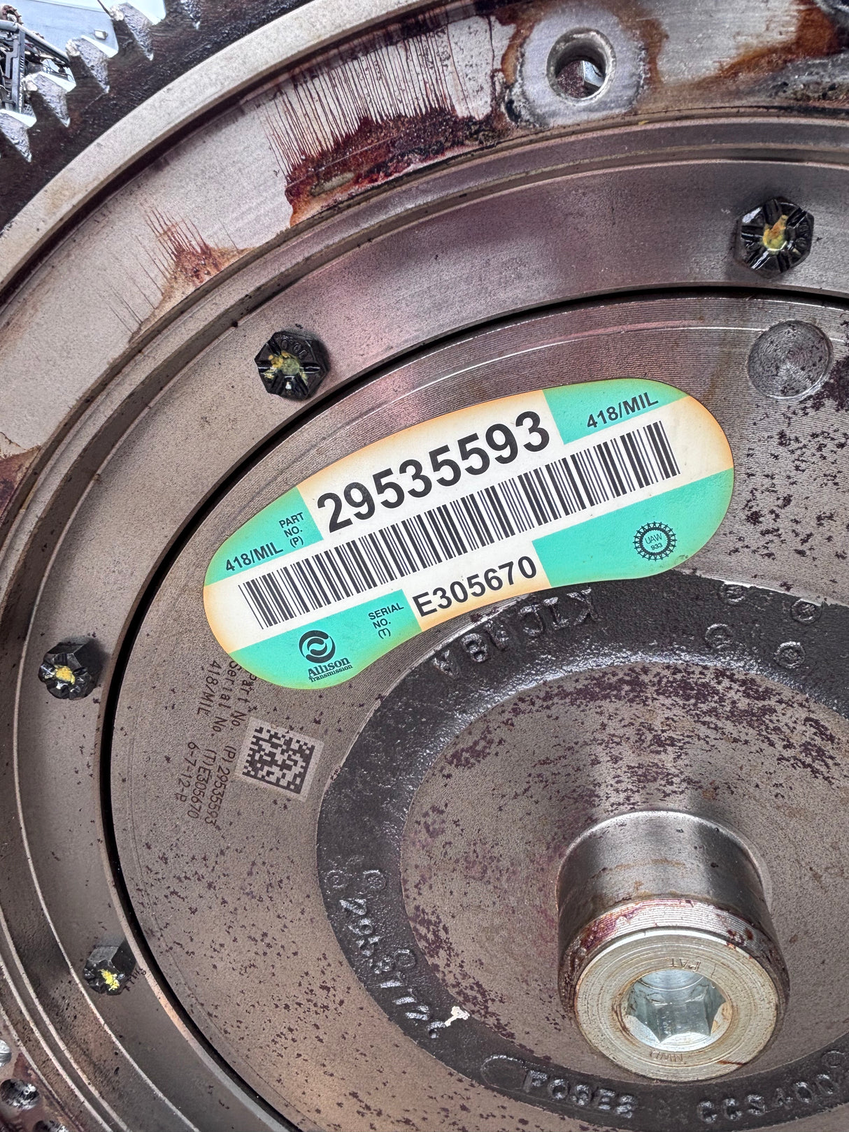 Allison 3500RDS Automatic Transmission 6511092613 PTO Application