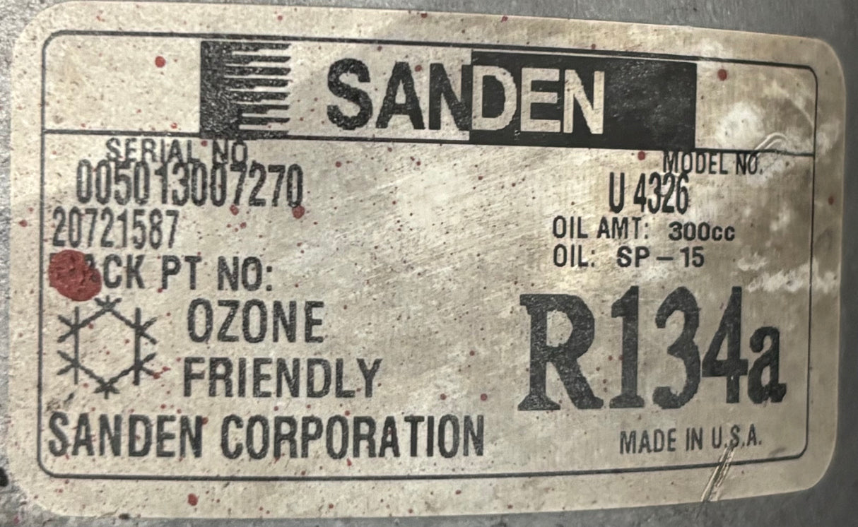 Sanden U4326 A/C Compressor 20721587 206RD53M 12V