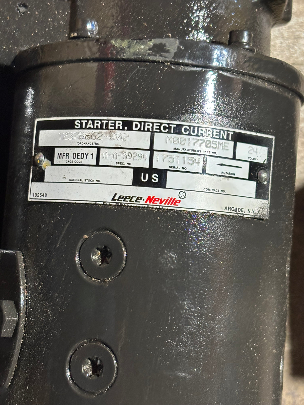Leece Neville 24V Starter 2920-01-487-3587 M0017705ME
