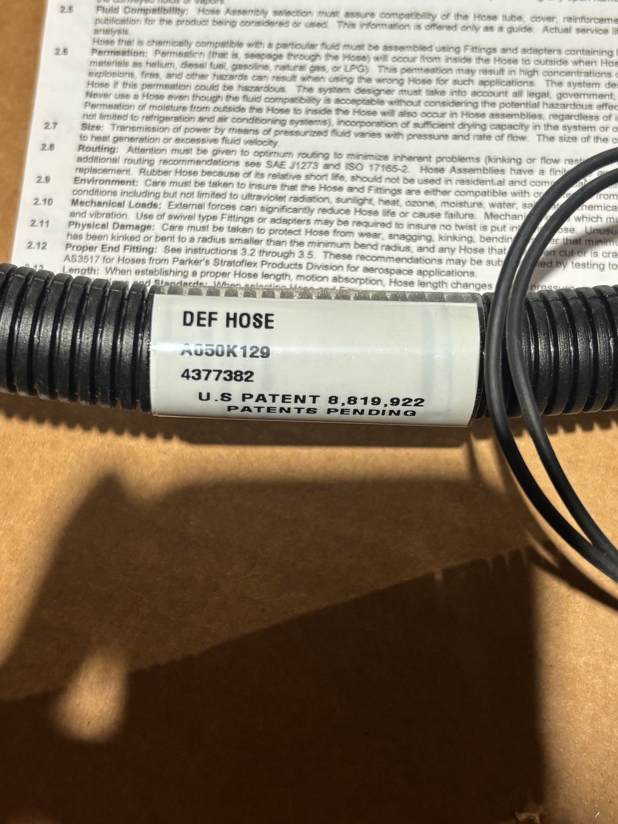 Cummins OEM Heat Hose DEF Hose A050K129 4377382