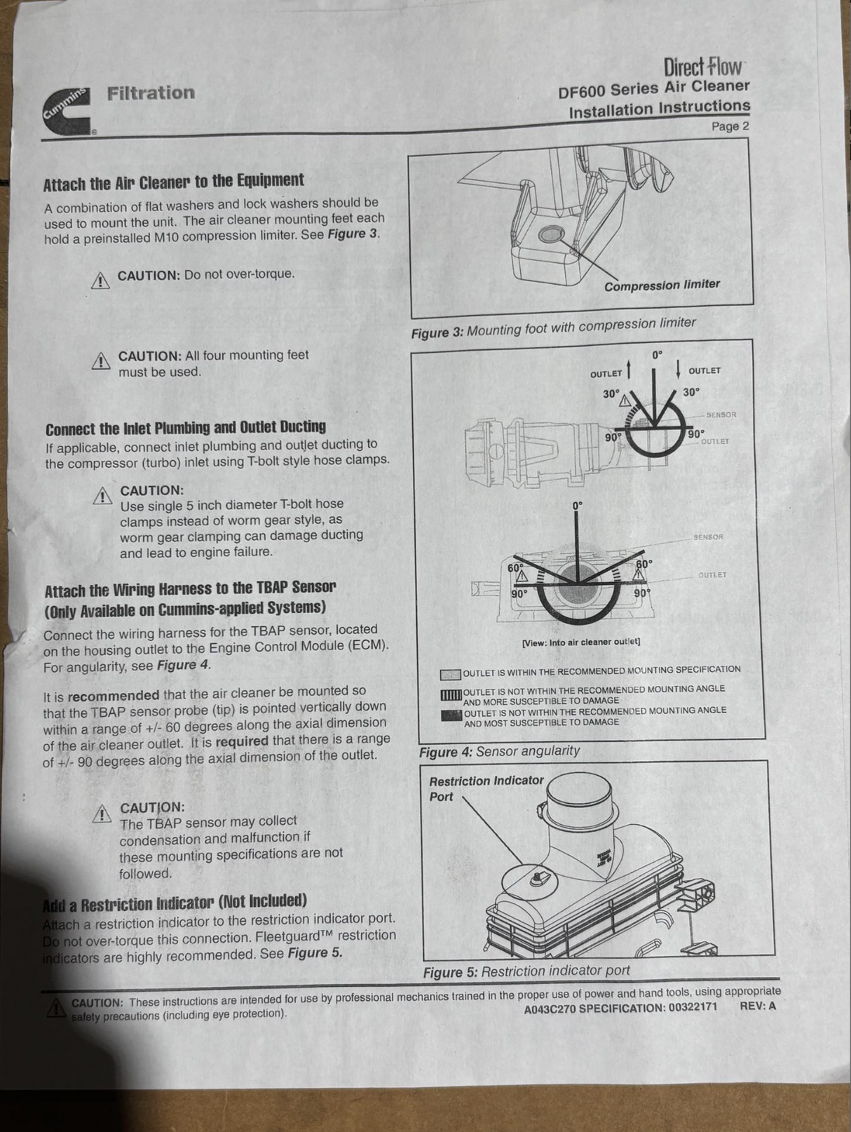 Fleetguard OEM AH55600VE Air Direct Flow Cleaner Air Filter Cummins 5289929