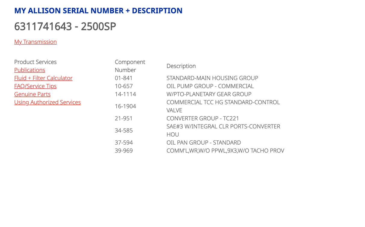 Allison 2500SP Automatic Transmission 6311741643