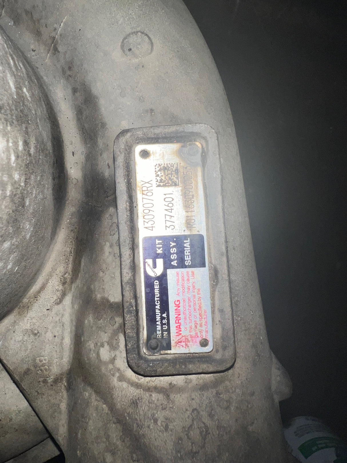 Holset HE561VE OEM Cummins ISX15 Turbocharger 3774601 4309076RX 2837201RX